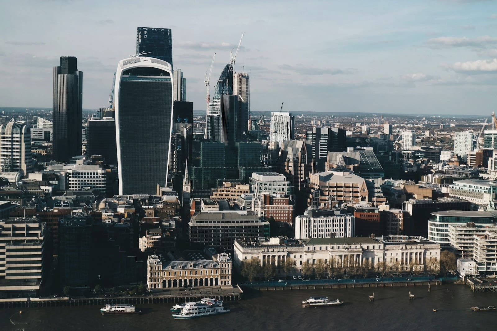 The City of London financial district above the River Thames